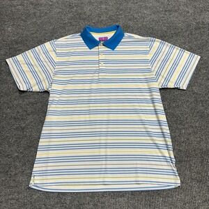 Aristo Eighteen 18 Mens Golf Polo Size XL Blue Yellow Gray Stripped